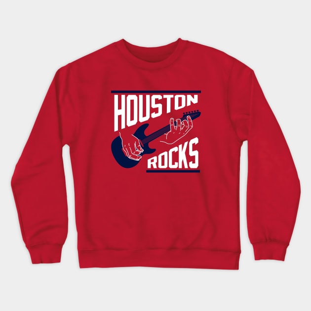 Houston Rocks Air Guitar - Red Crewneck Sweatshirt by KFig21